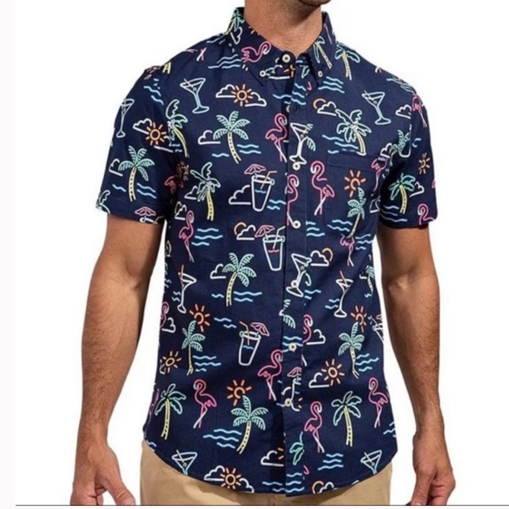 Chubbies one man wolfpack Friday Navy Blue Tropical Men's Shirt size Small